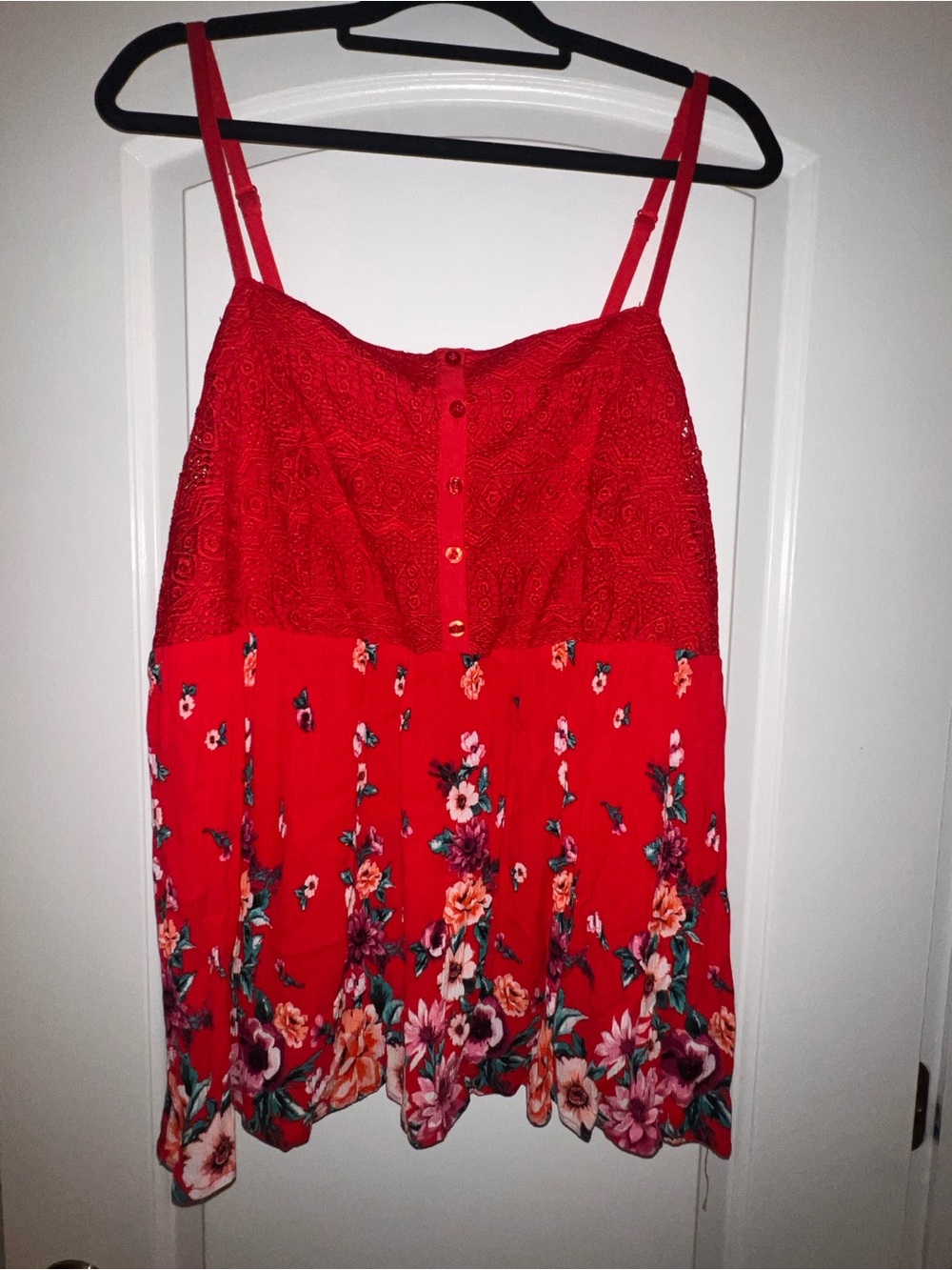 torrid Red Floral Lace Button-Front Cami
